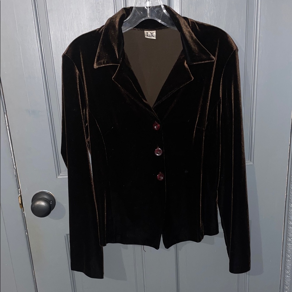 Lux Velvet Blazer - Dark Brown